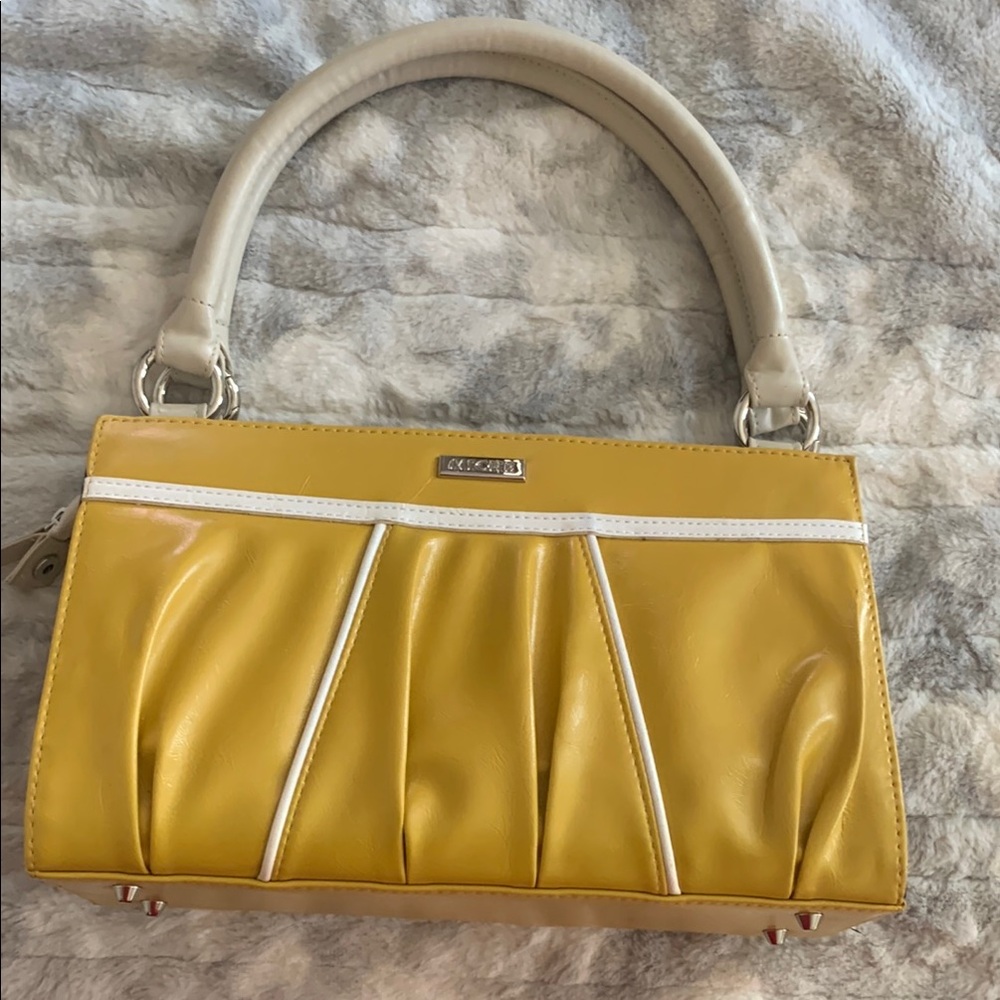 Yellow and Cream Shoulder Bag with Ruched Design 🔻